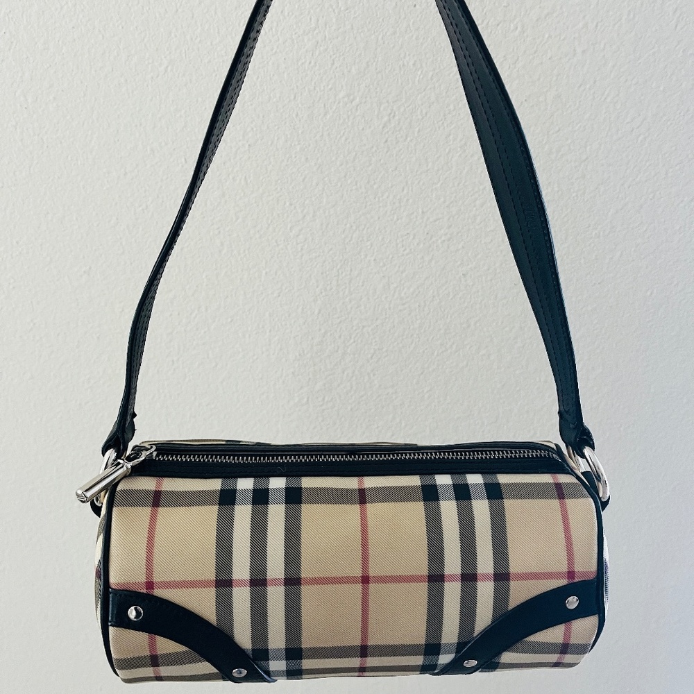 Burberry Checkered Barrel Shoulder Bag